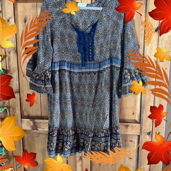 Umgee Boho Printed Balloon Sleeve Mini Dress main image 1